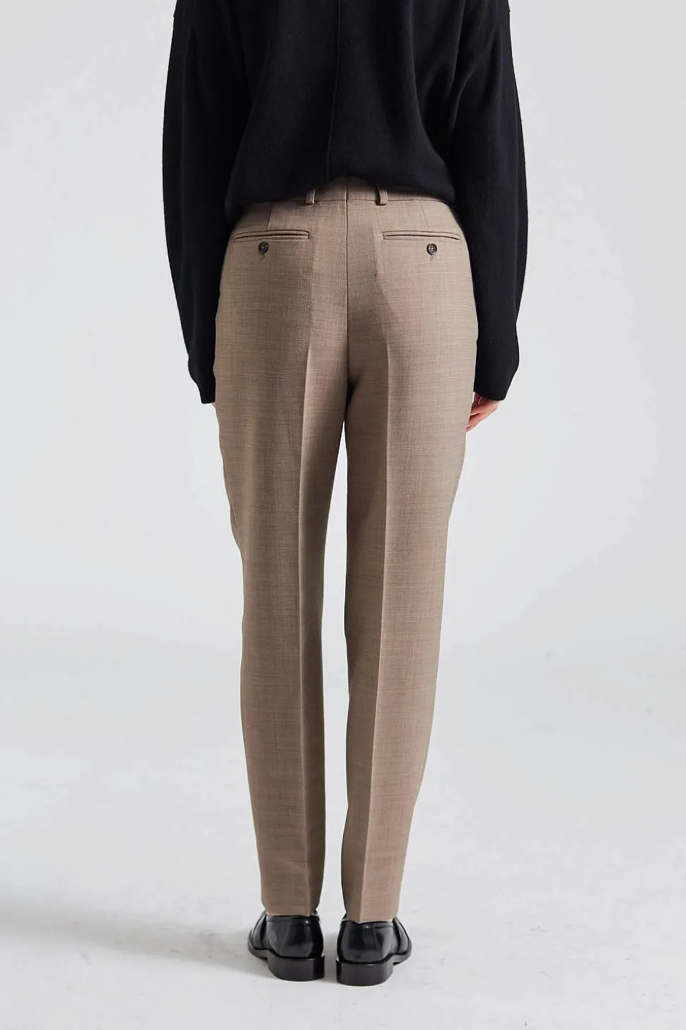 Double-Breasted Low-Waist Tailored Suit Oat Melange