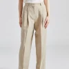 Double-Pleated Tailored Trousers Sand