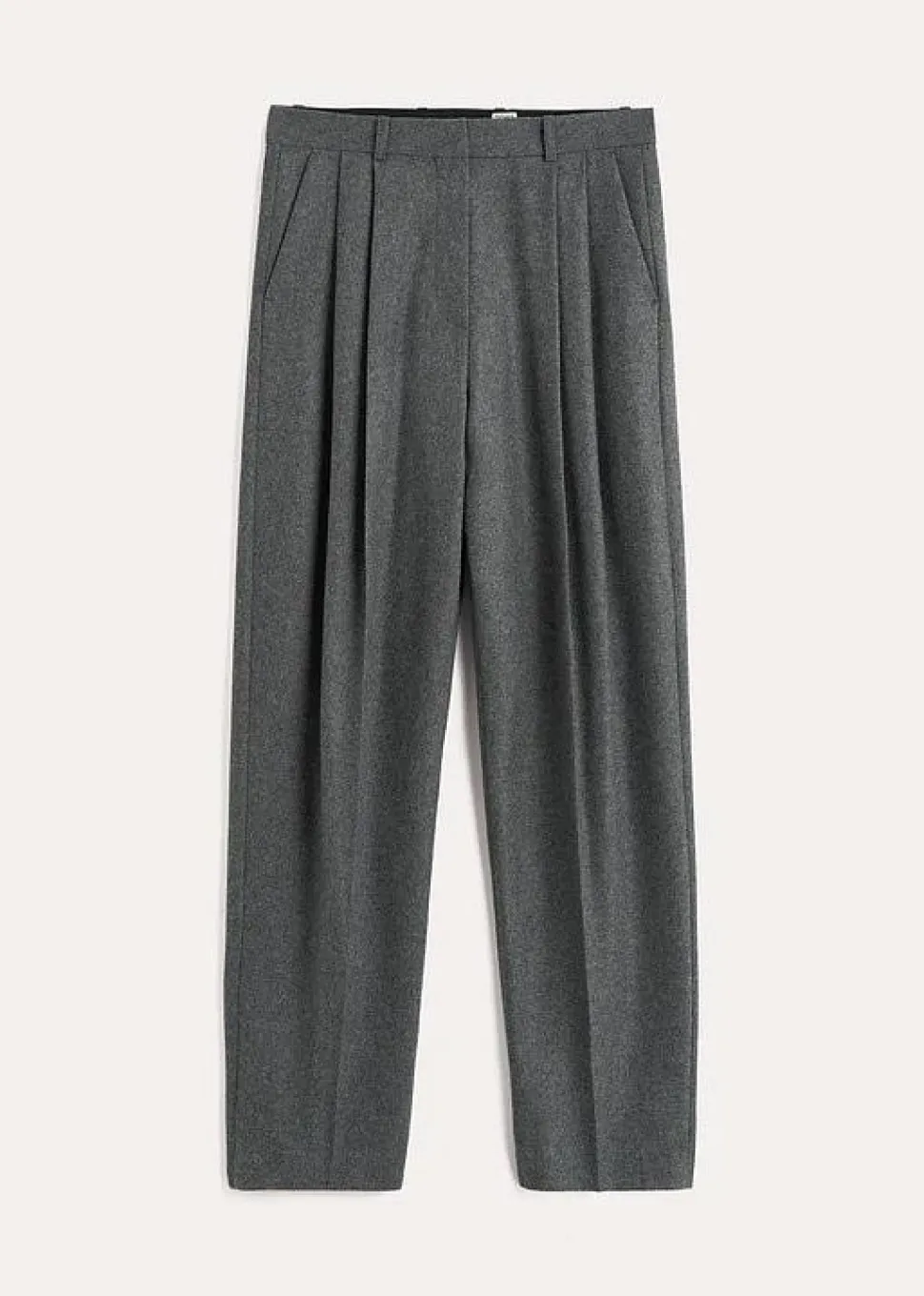 Double-Pleated Tailored Trousers Grey Melange