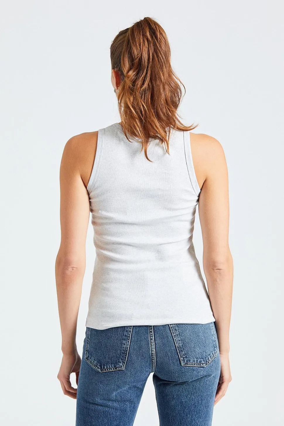 Ella Rib Top Grey Melange