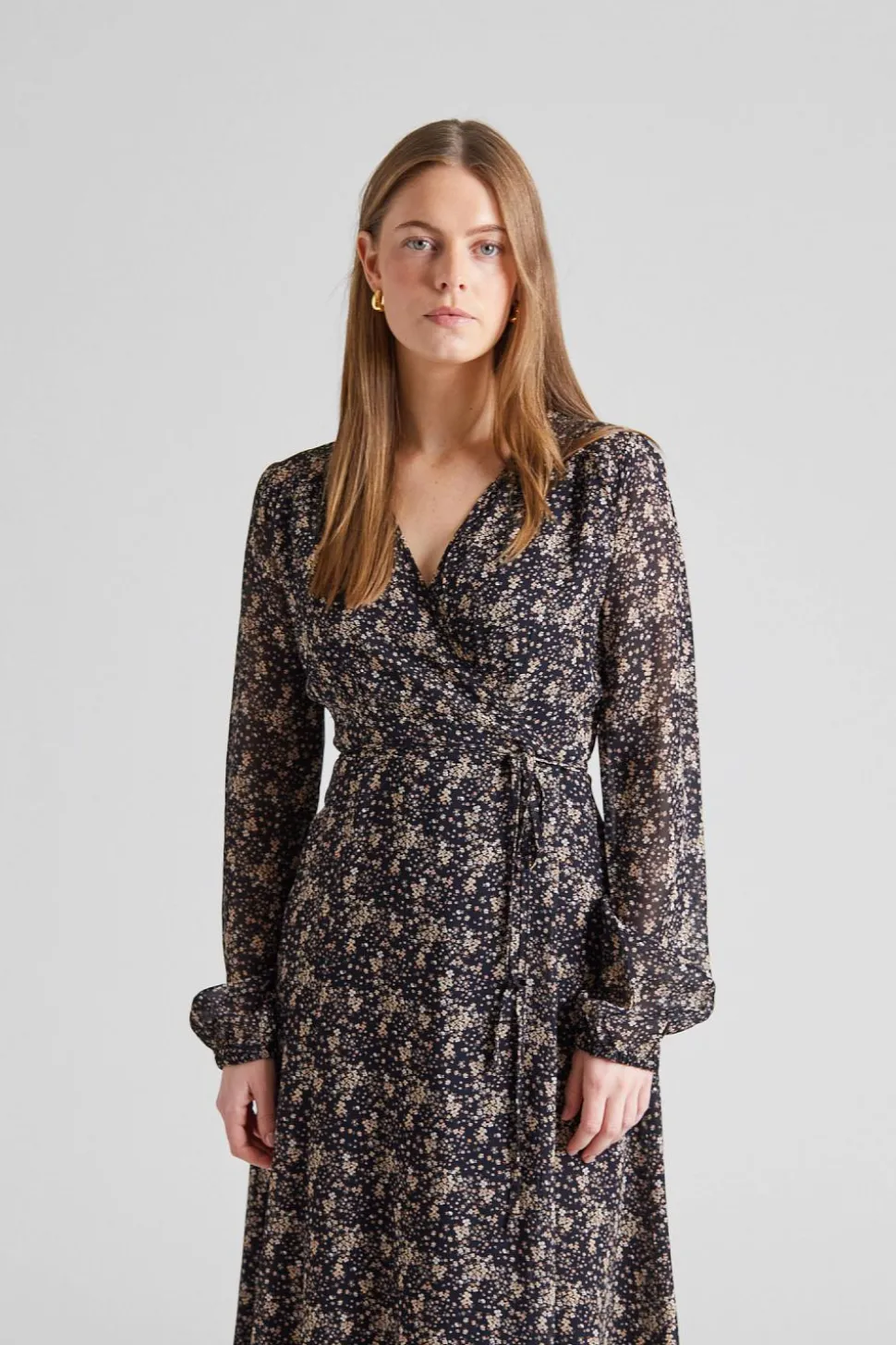 Estelle Wrap Dress Brown Wild Flower