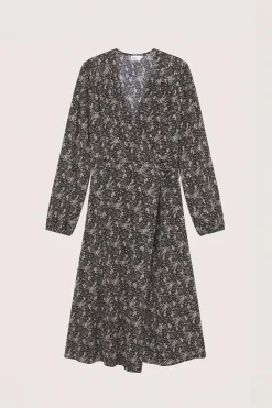 Estelle Wrap Dress Brown Wild Flower