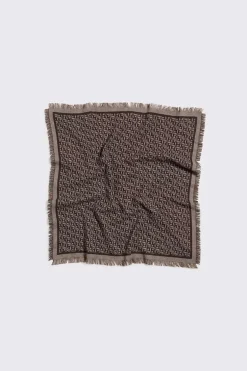 Fine Wool Scarf Monogram Brown Mix