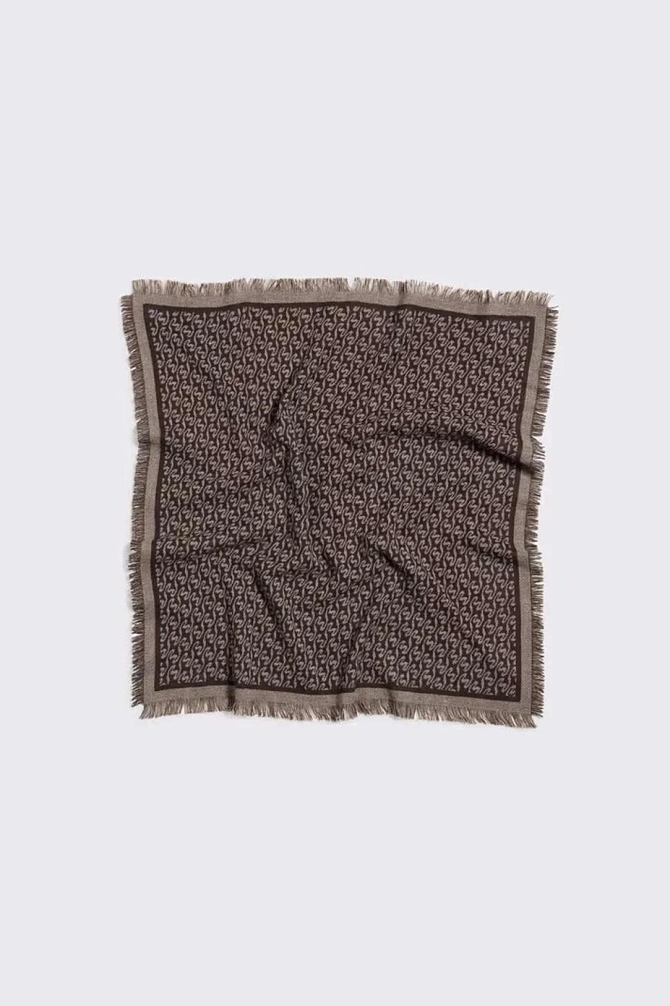Fine Wool Scarf Monogram Brown Mix