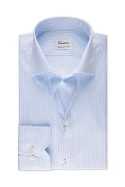Fitted Body Blue Striped Twill