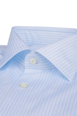 Fitted Body Blue Striped Twill