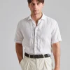 Fitted Body Short Sleeve Linen White