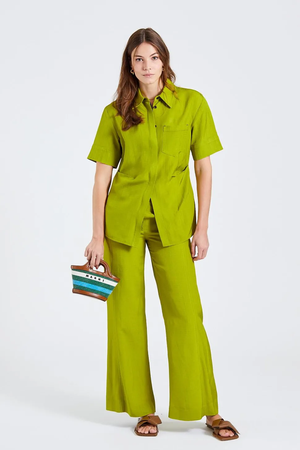 Fitted Short Sleeve Shirt Parrot Green