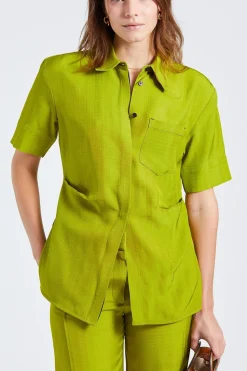 Fitted Short Sleeve Shirt Parrot Green