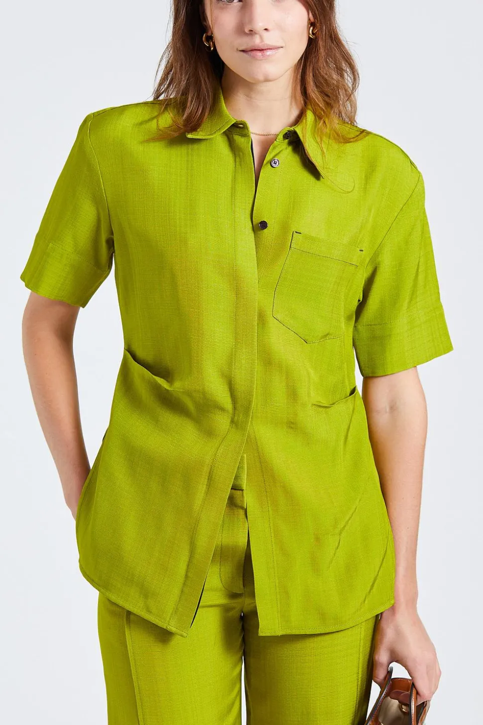 Fitted Short Sleeve Shirt Parrot Green