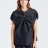 Gathered Keyhole Evening Top Black