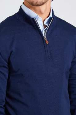 Half Zip Merino Wool Blå
