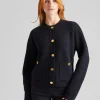 Hammered Button Cardigan Black