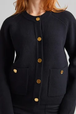 Hammered Button Cardigan Black