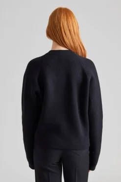Hammered Button Cardigan Black