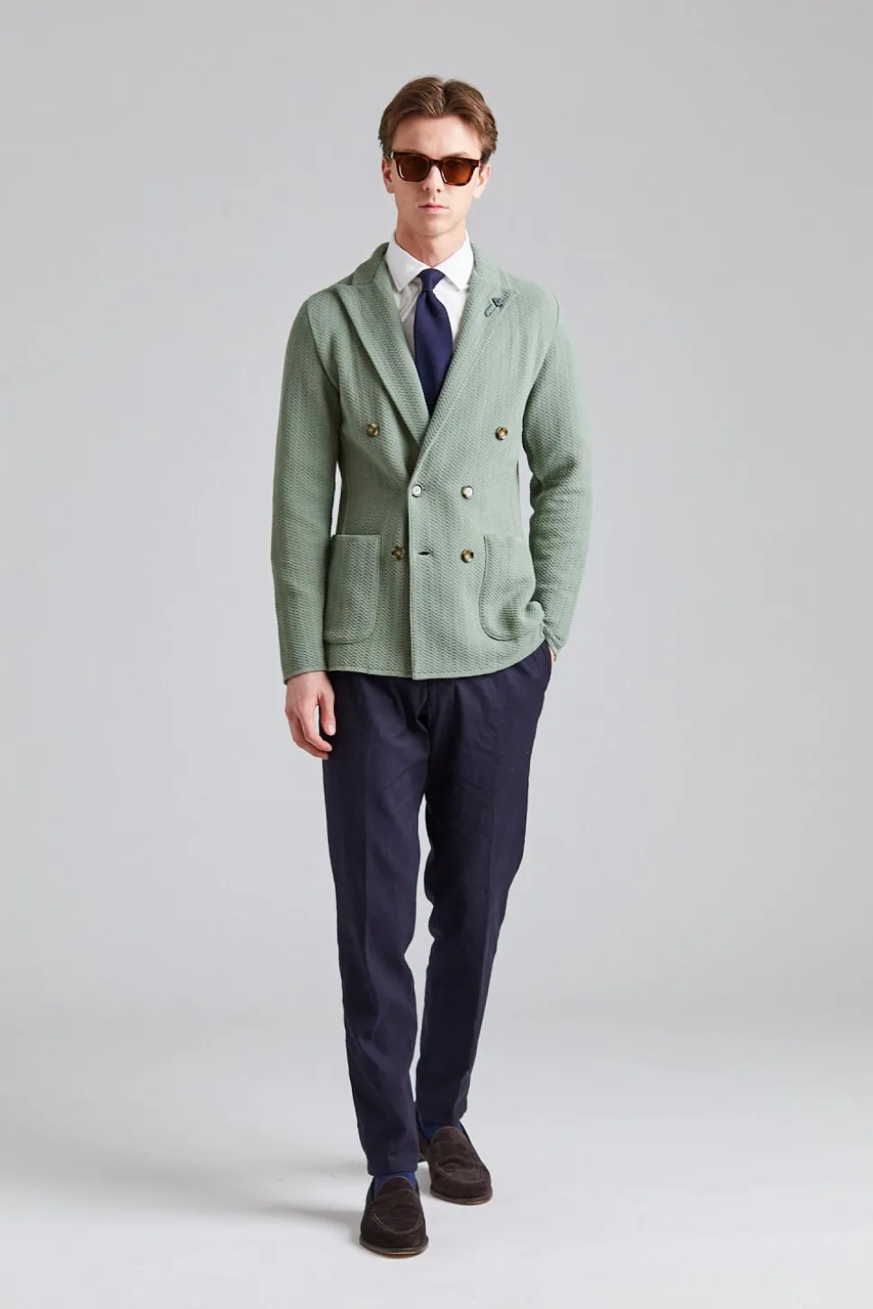 Herringbone DB Knit Jacket Green