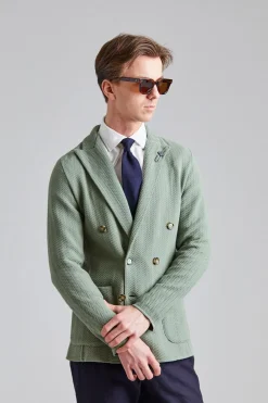 Herringbone DB Knit Jacket Green