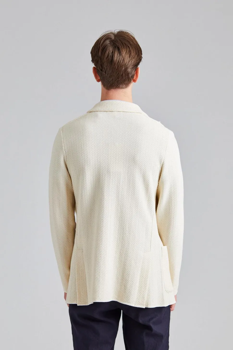Herringbone DB Knit Jacket Creme Mix