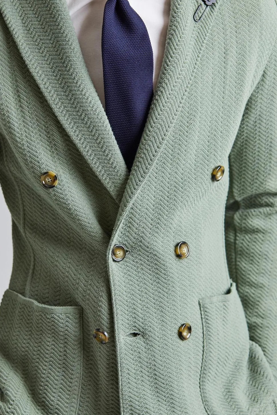 Herringbone DB Knit Jacket Green