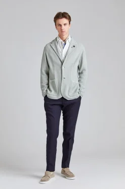 Herringbone Knit Jacket Green Mix