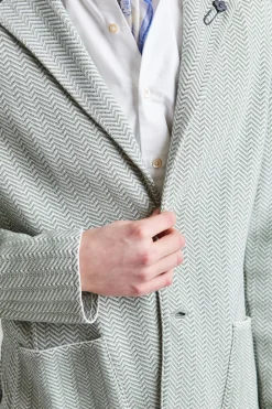 Herringbone Knit Jacket Green Mix