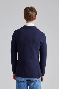 Herringbone Knit Jacket Navy