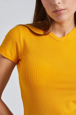 High V Neck Tee Sunset Yellow