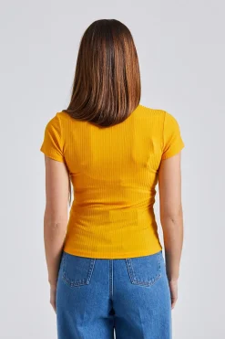 High V Neck Tee Sunset Yellow