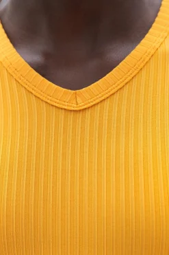 High V Neck Tee Sunset Yellow