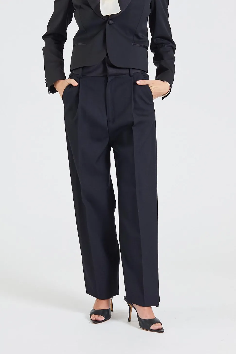 High Waist Tuxedo Trousers Black