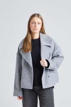 Iris Short Coat Light Grey Melange