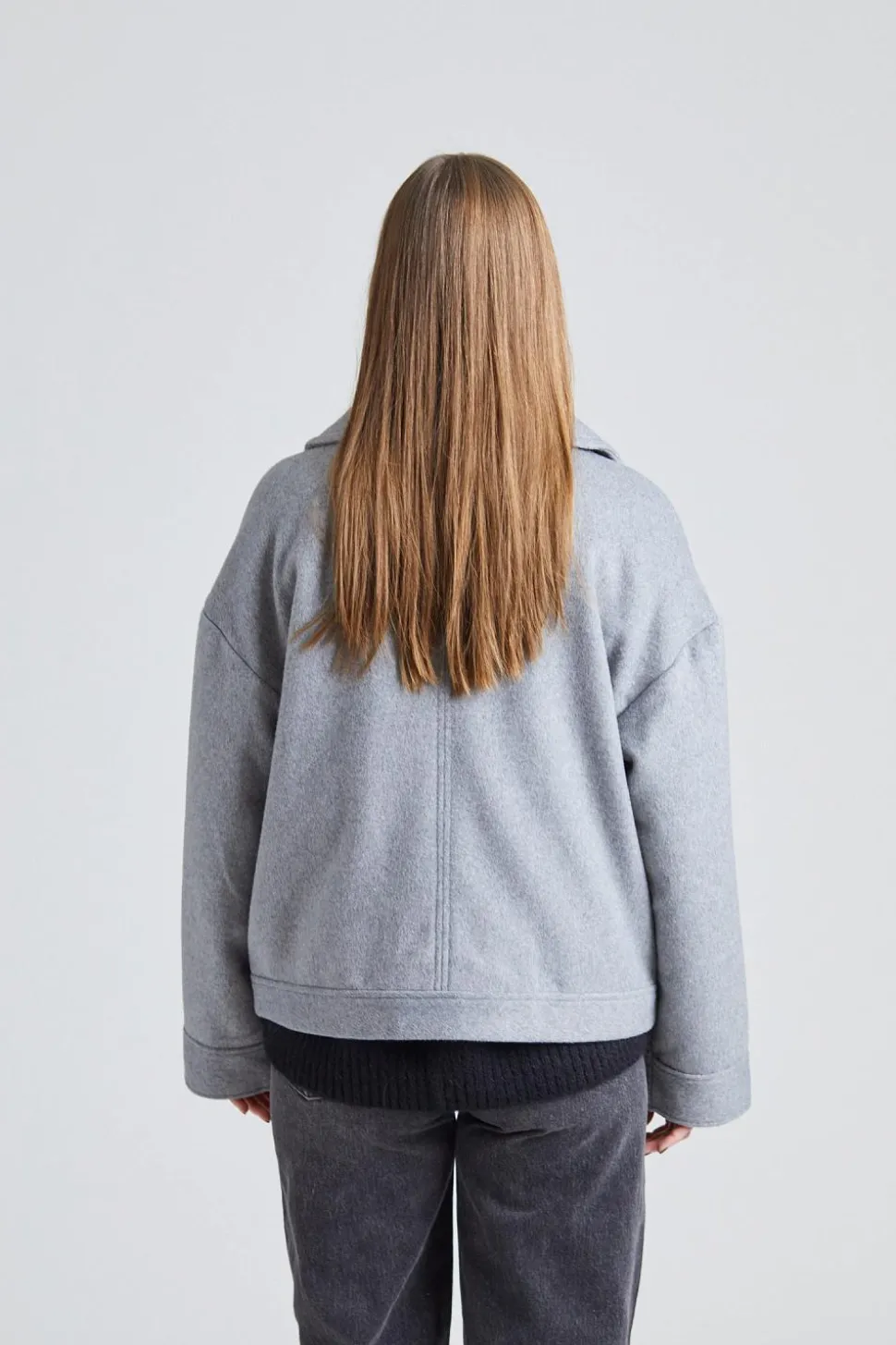 Iris Short Coat Light Grey Melange