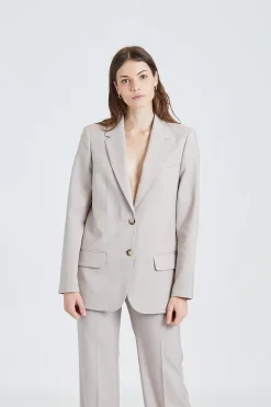 Jackie Jacket Tailor Wool Str Cobbel Stone
