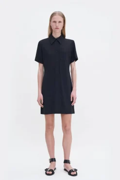 Jersey Shirt Dress Black