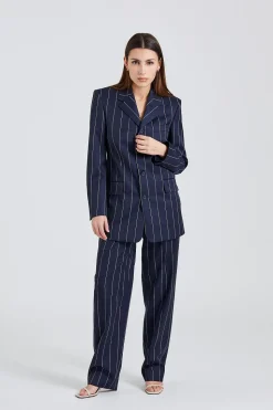 Julie Pinstripe Trousers Navy