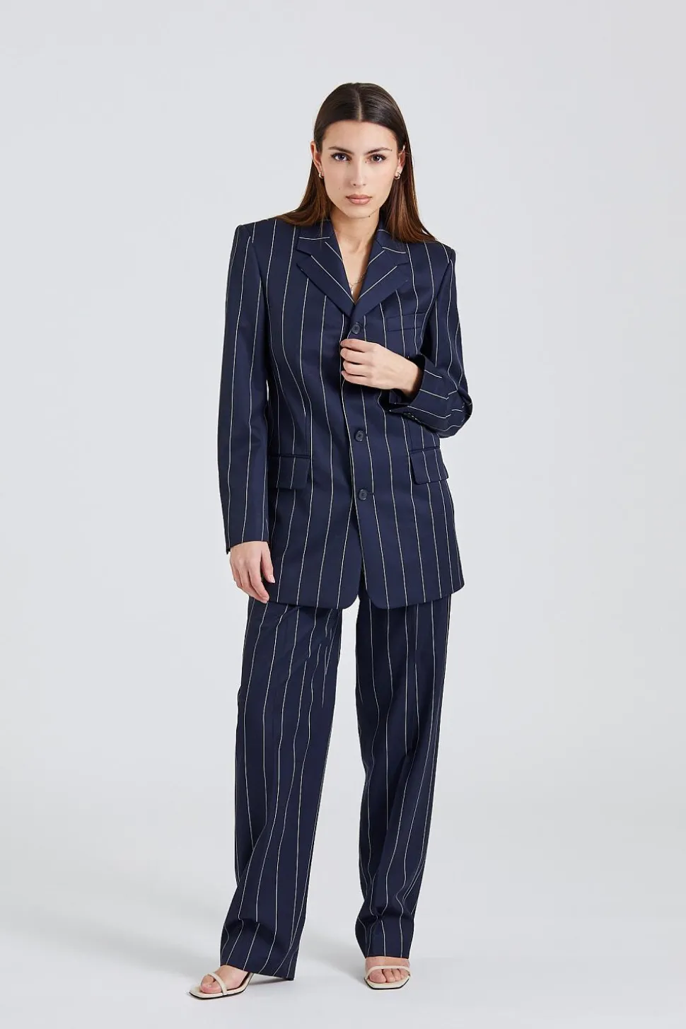 Julie Pinstripe Trousers Navy