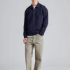 Ketel Relaxed Organic Norse Logo Print Half Zip Dk Navy