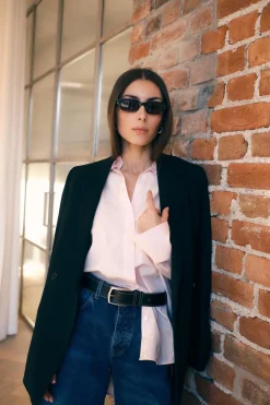 Kimono-Sleeve Poplin Shirt Blossom