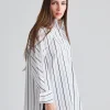 Kimono-sleeve Striped Shirt White/Black