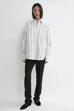 Kimono-sleeve Striped Shirt White/Black