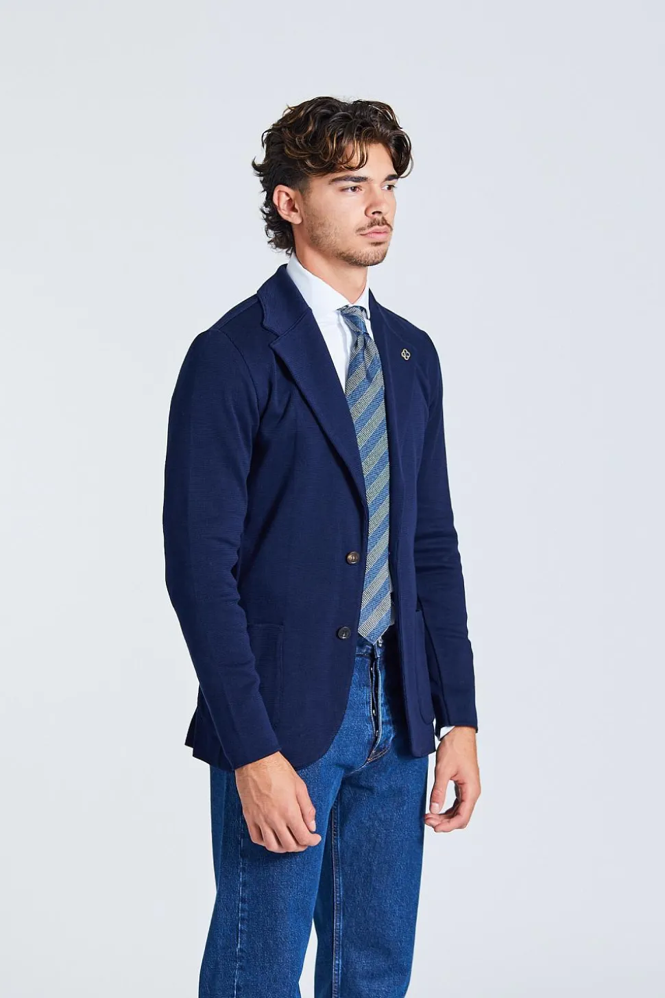 Knit Jacket Cotton Navy
