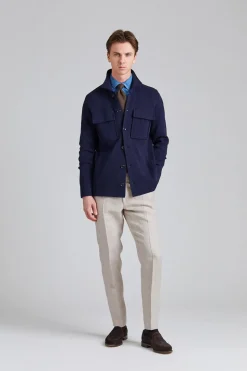 Knitted Shirt Jacket Navy