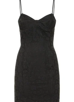 Lace Mini Strap Dress Black