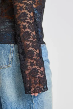 Lace Off Shoulder Top Black