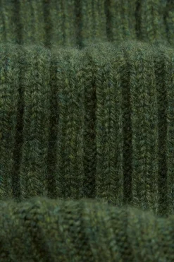 Lambswool Ribbed Knit Beanie Green
