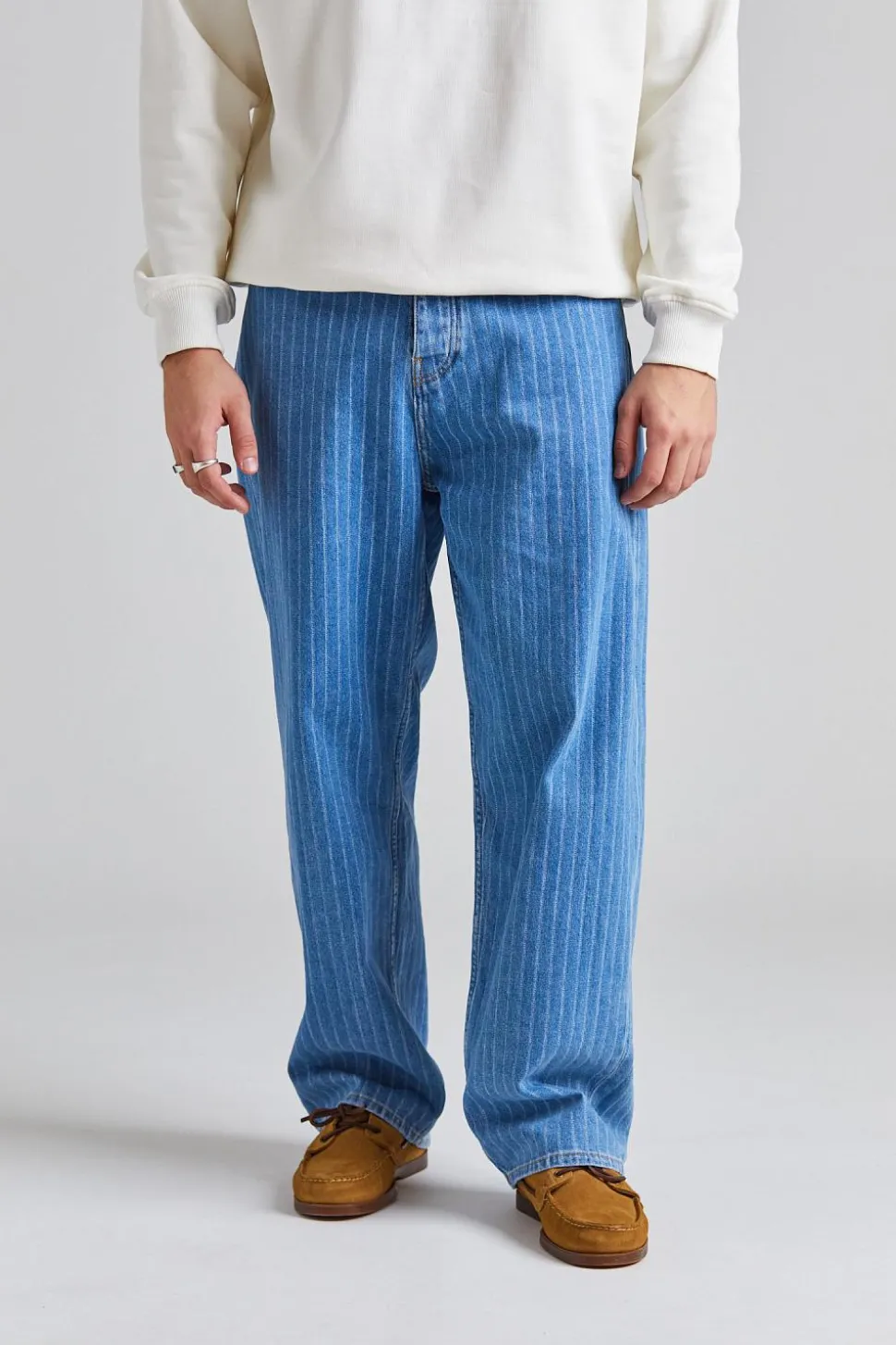 Le Jean Baggy Rayures Light Blue