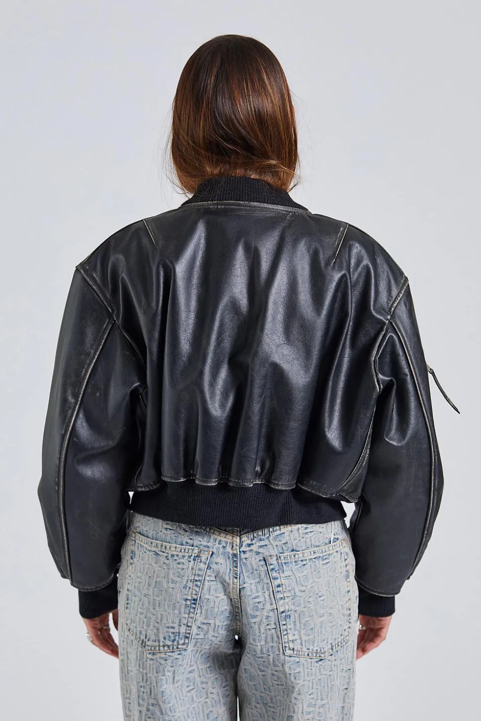 Leather Bomber Jacket FN-WN-LEAT000342 Black