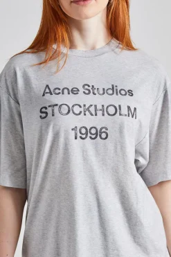 Logo T-shirt - Relaxed Unisex Fit Pale Grey Melange FN-UX-TSHI000017