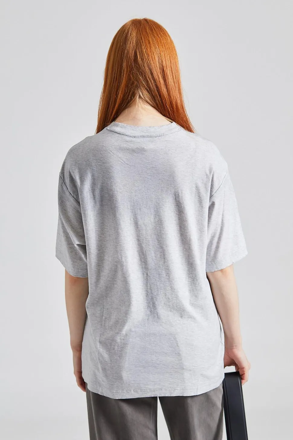 Logo T-shirt - Relaxed Unisex Fit Pale Grey Melange FN-UX-TSHI000017