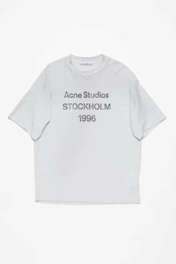 Logo T-shirt - Relaxed Unisex Fit Pale Grey Melange FN-UX-TSHI000017